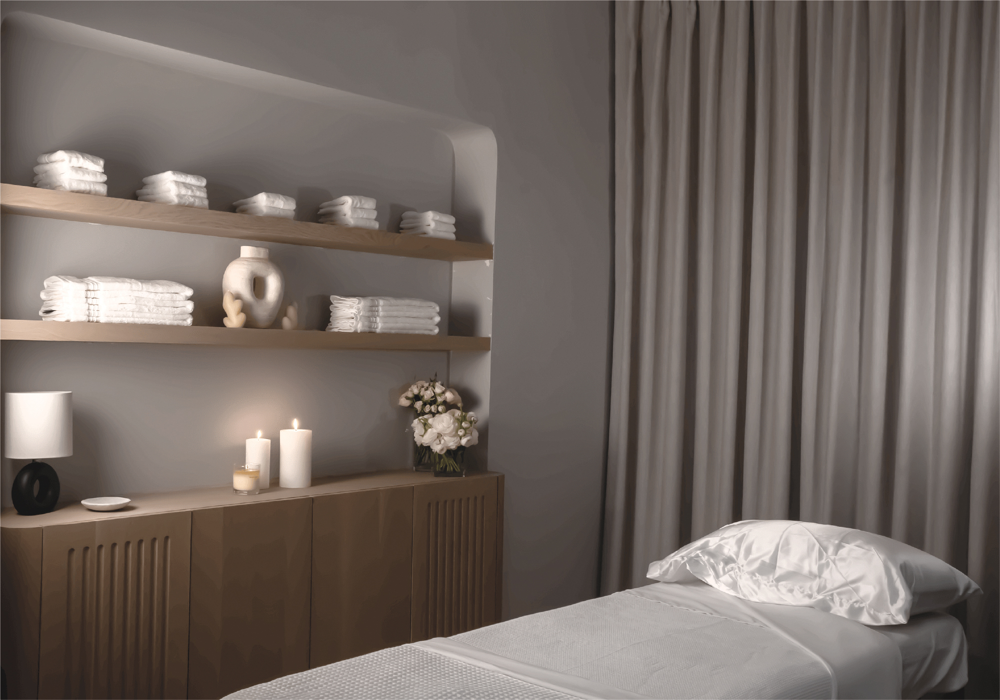 The Lymphyx treatment room in Beverly Hills, where red light is added to recovery sessions
